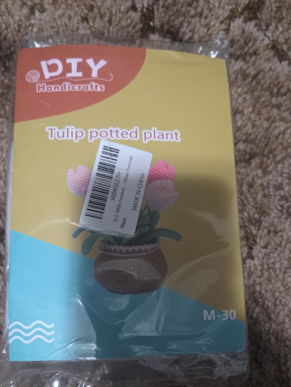 DIY Handicrafts Tulip Potted Plant Crochet Kit - Pink & Green